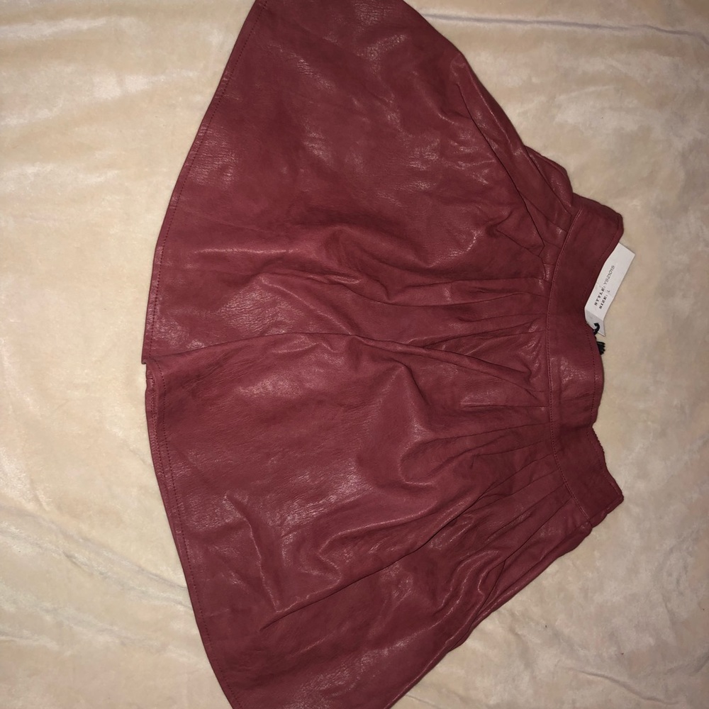 Light Maroon Leather Material Skirt